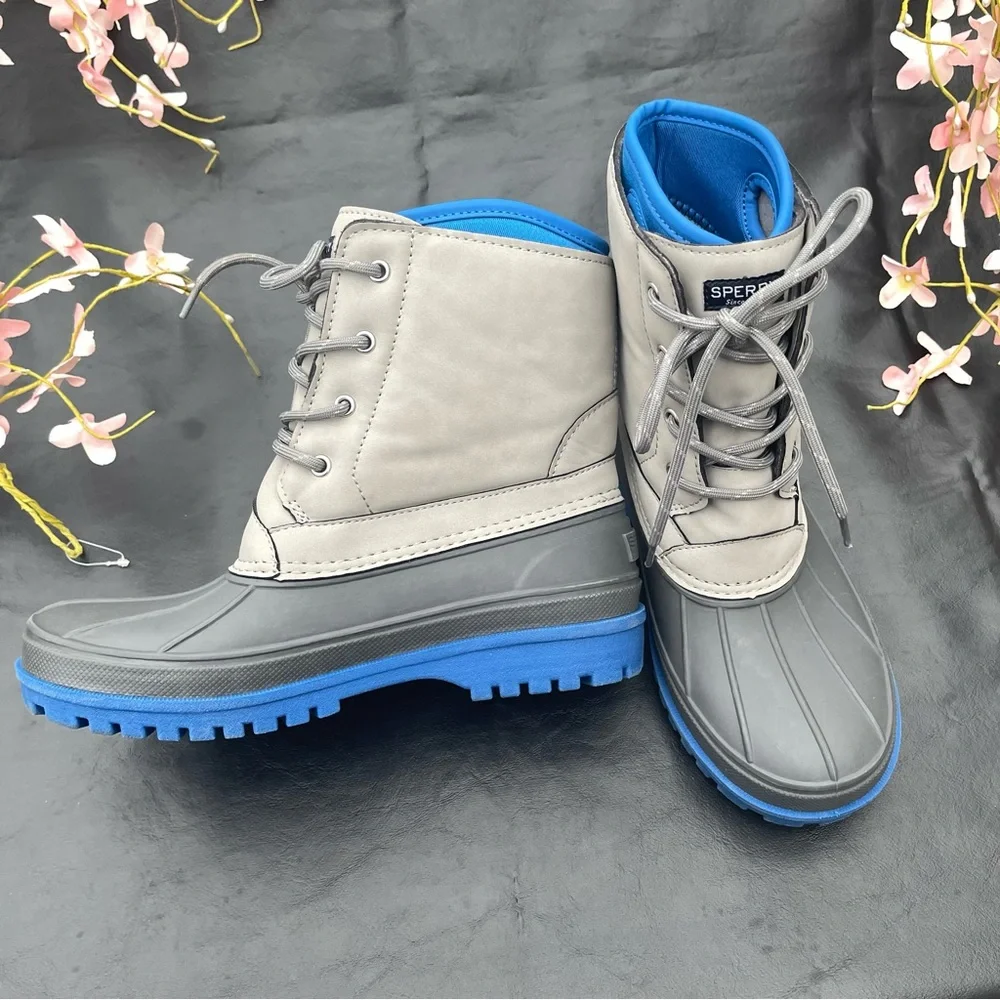 Sperry Top Sider Grey /blue Harbor Water Resistant Boot Big Kid size 5M